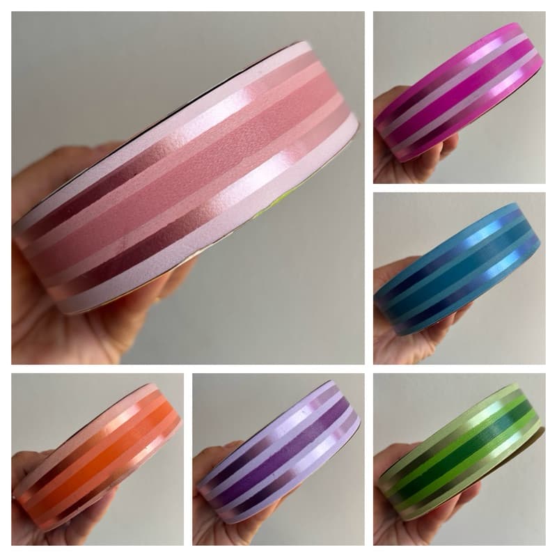 Fita Plástica Nova Eva Listrada/Estampada para laços Maxi Albano32mm X 100m