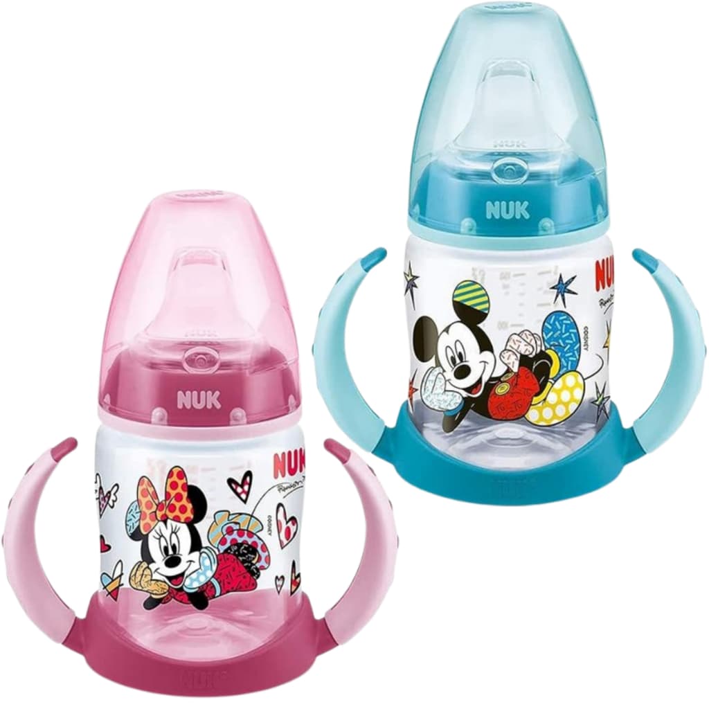 Copo de Treinamento Infantil Nuk Anticolica +6 Meses Alças Mickey E Minnie 150mL Bico de Silicone