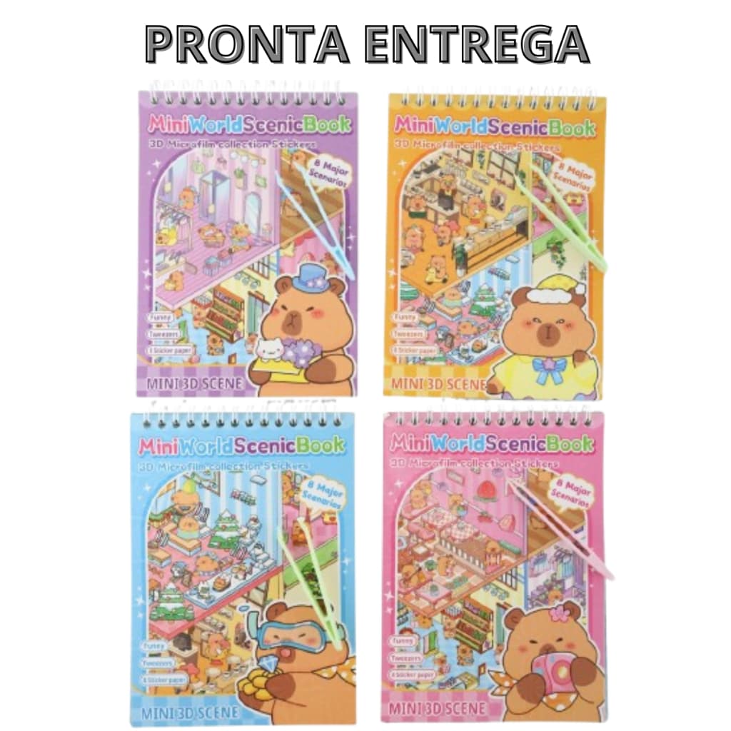 Livro cartela de adesivos 3d com até 17 cenários diferentes mais pinça presente dia das crianças