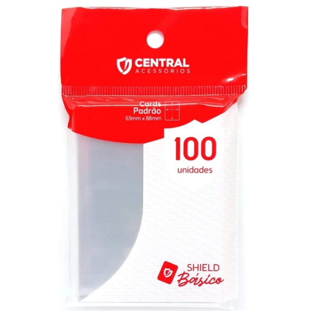 Protetor de Cartas Sleeve Central 63x88mm Padrão Básico Transparente Pokémon Magic Shield Games TCG