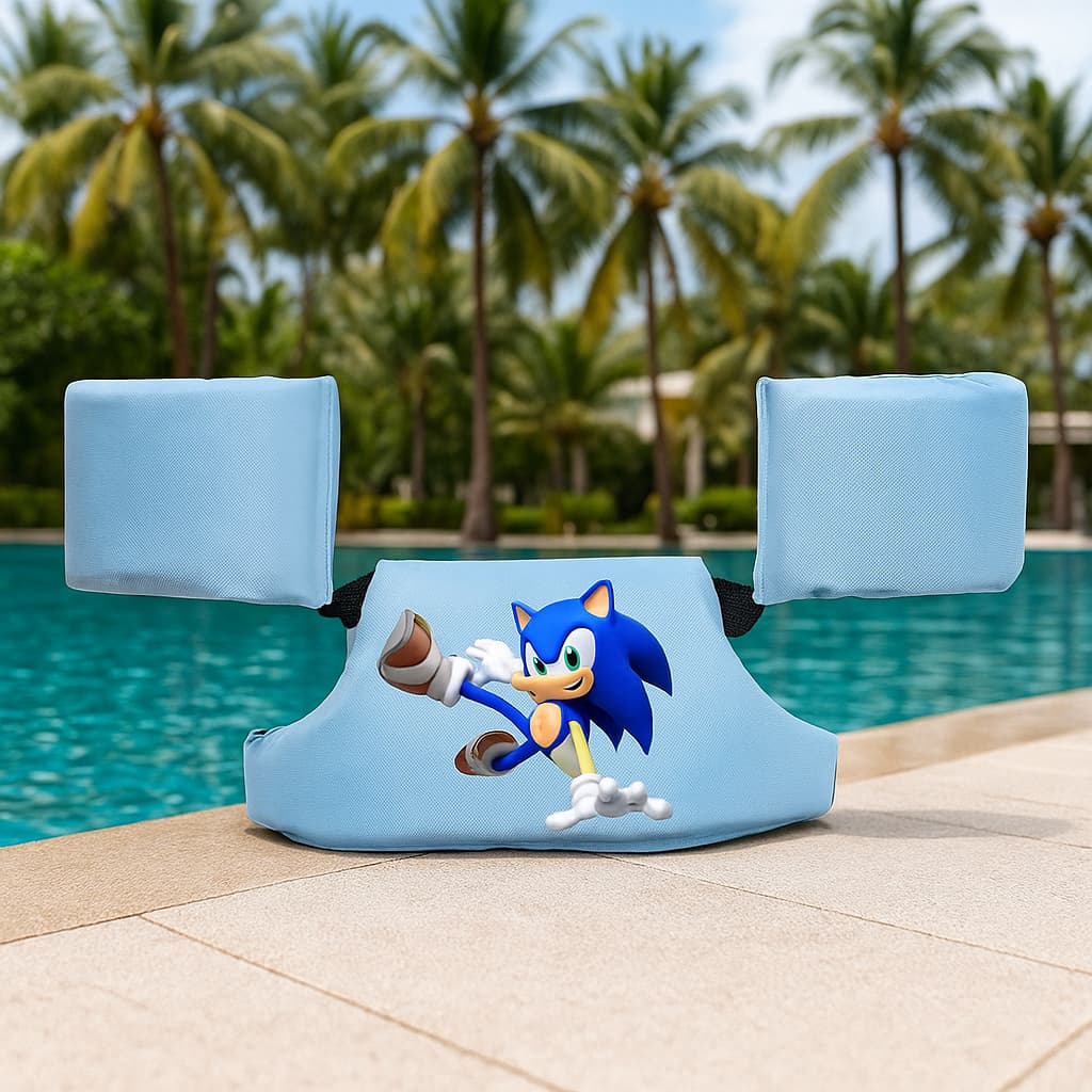 Boia Colete Infantil Personagem Homem Aranha Sonic Capitão américa Criança Natação Piscina Praia Não Fura