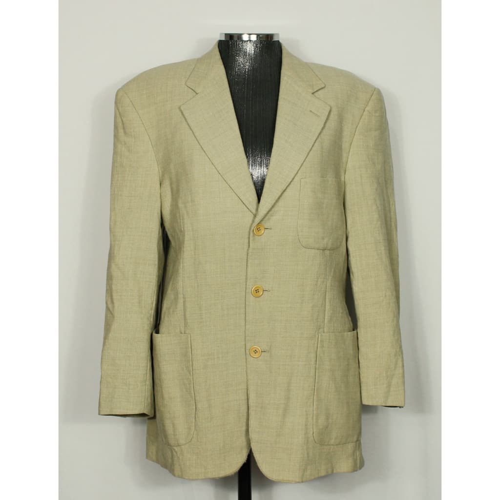 Blazer social alfaiataria masculina bege claro lã leve - Tamanho 50 - Ref. 4636 (brechó)