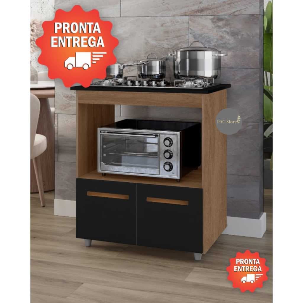Balcão Cooktop 4 E 5 Bocas Com Espaço Para Forno Elisa - Pac Store
