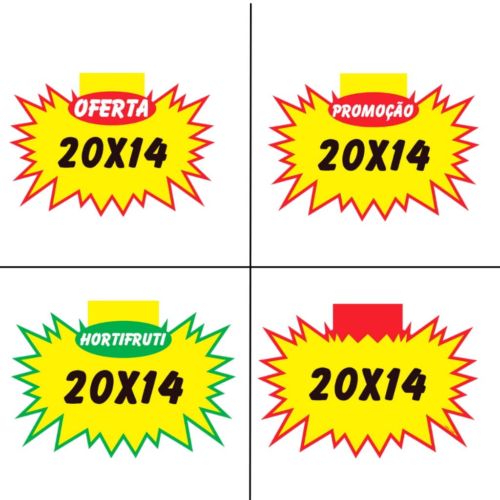 100 Cartaz Splash Oferta Promoção Placa 20x14cm Duplex Supermercado Loja