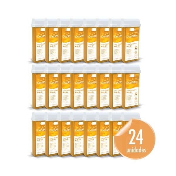 Cera Refil Roll On Depilflax Natural Kit com 24 Unidades 100g