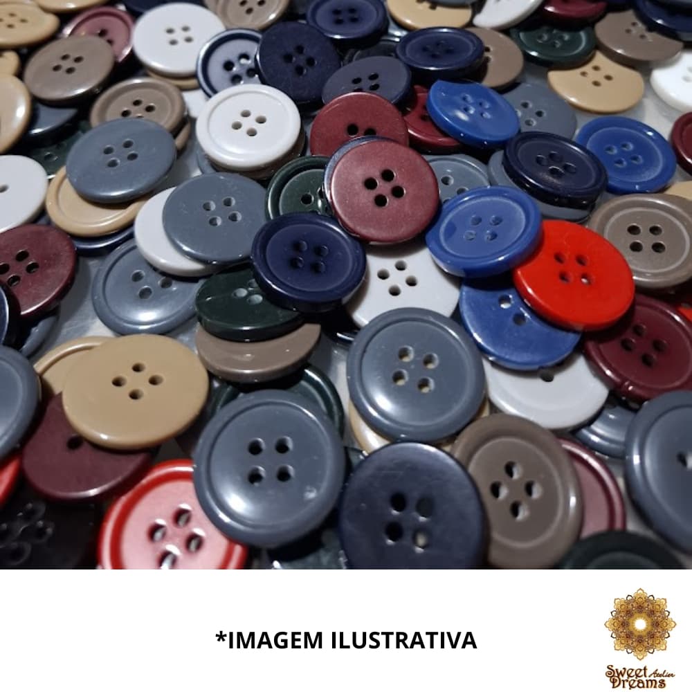 BOTÃO TAMANHO 32 4 FUROS 12 UNIDADES