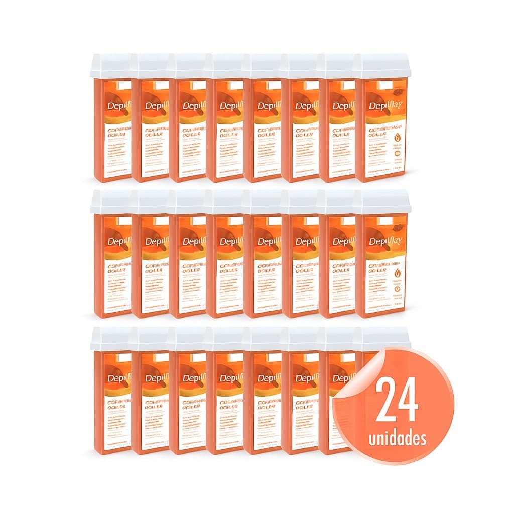 Cera Refil Roll On Depilflax Mamão Kit com 24 Unidades 100g