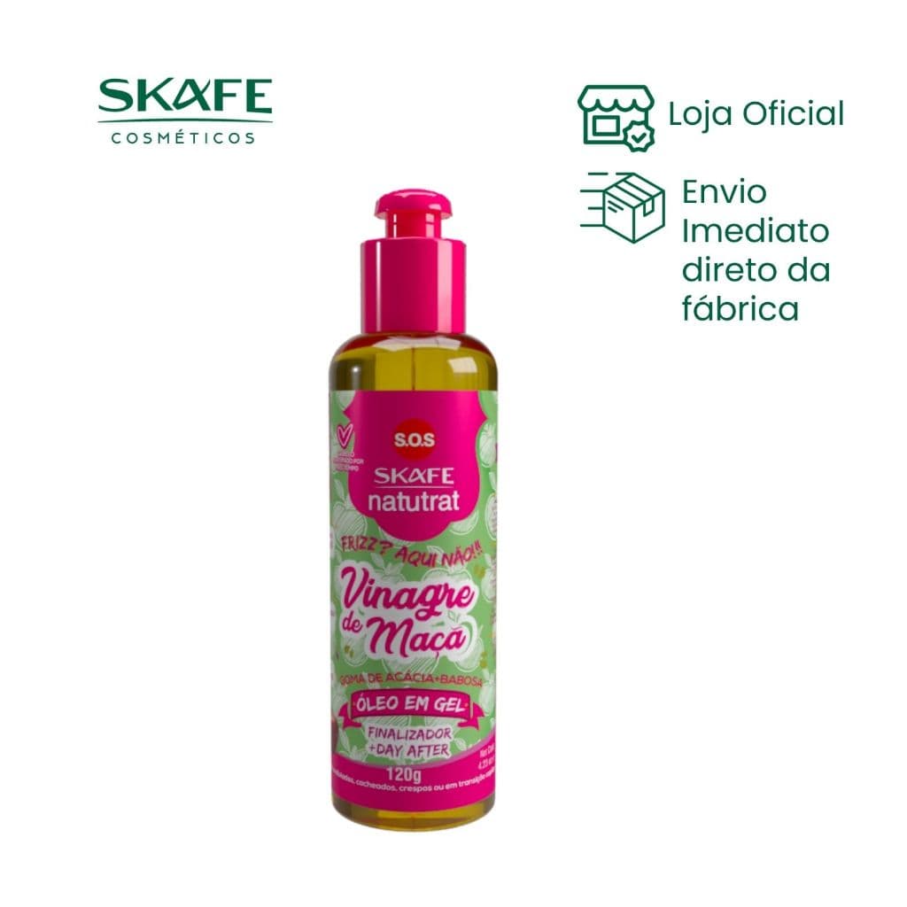 Óleo em Gel Cachos Natutrat Vinagre de Maçã 120g – Finalizador, Anti Frizz, Day After, Brilho Intenso