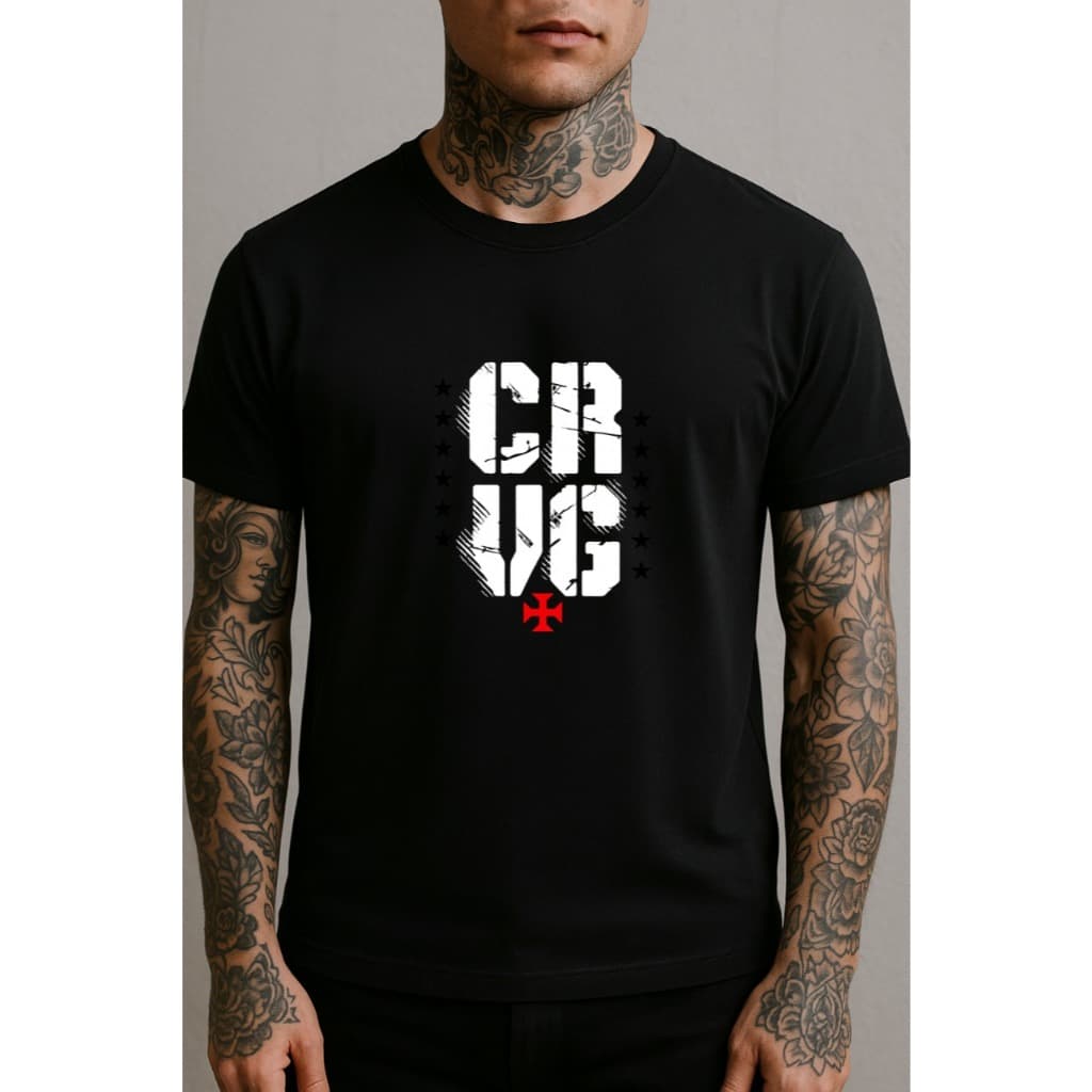 Camiseta Blusa T-shirt Torcedor Clube Regatas Vasco da Gama Estampada Personalizada 100% Algodão