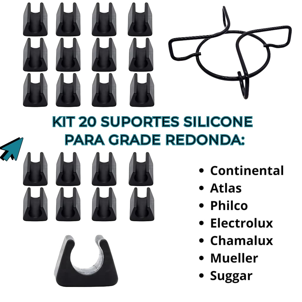 Kit 20 Borrachas compatível Cooktop  Atlas, Philco, Brastemp, Consul, Continental outros grade redonda