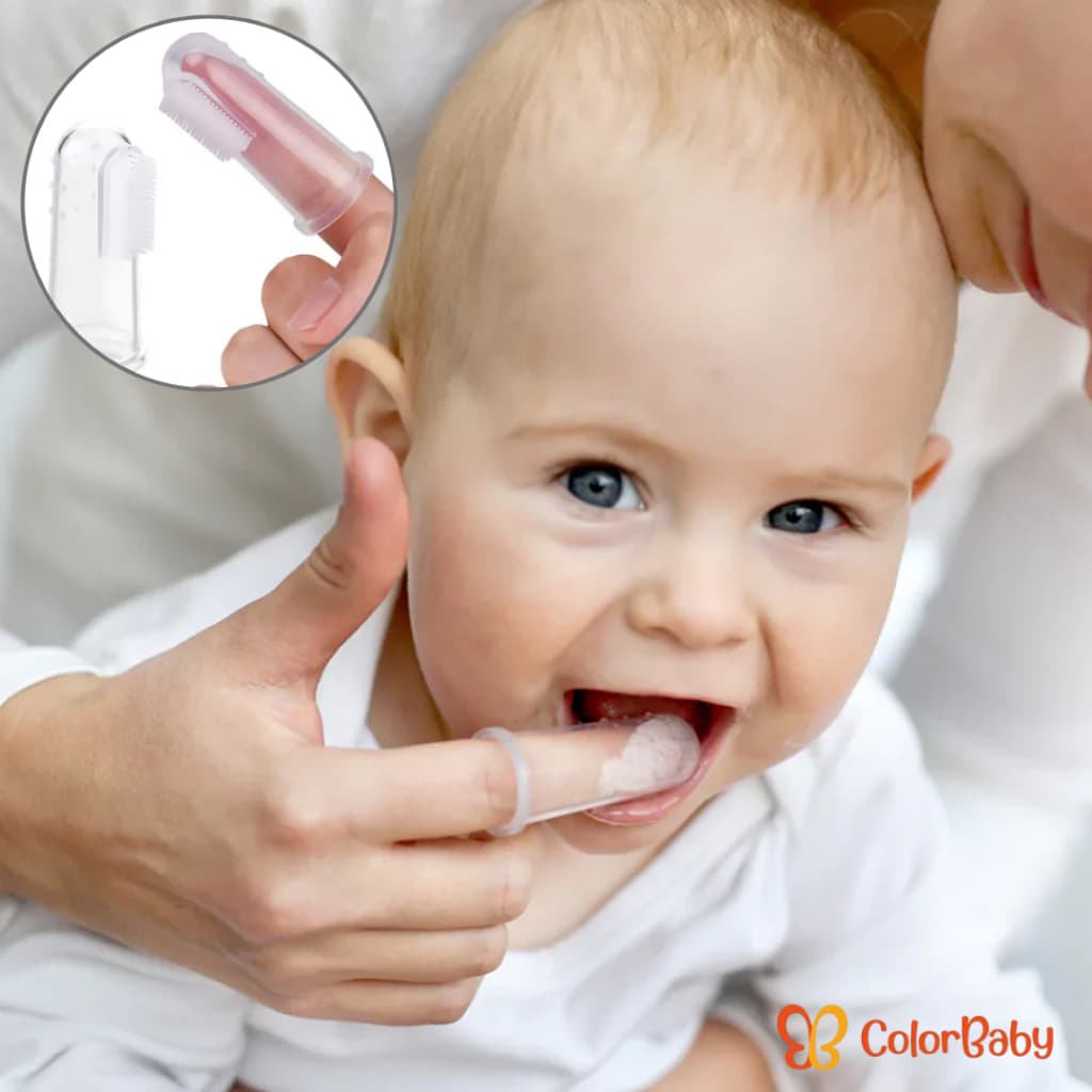 Escova Massageadora de Dedo com Estojo para Bebe Dedal Infantil Higiene de Dentes - ColorBaby