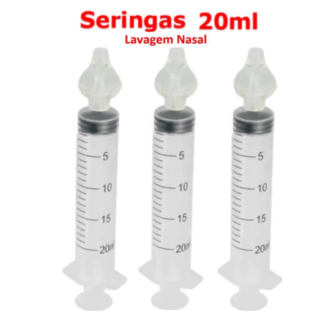 Kit de Seringas 20 ML Para Lavagem Limpeza Higiene Nasal com Bico de Silicone Infantil e Adulto