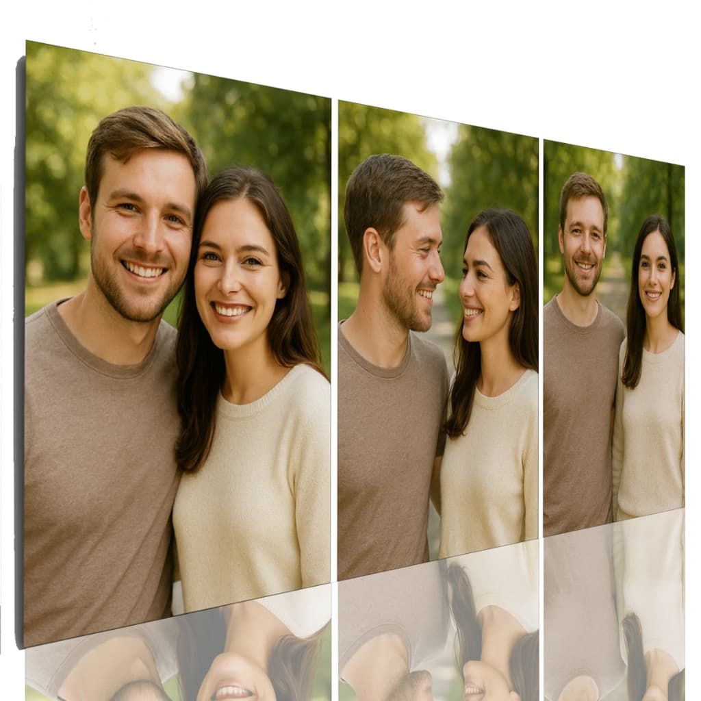 Quadro Decorativo 3 Peças com Foto Personalizada | Presente Criativo Casal, Namoro e Casamento