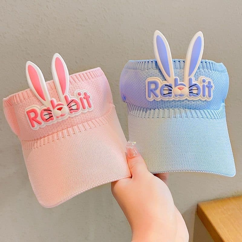 Kit 1,2 Chapéu de sol de orelha de coelho infantil de verão, leve e confortável, proteção UV para crianças