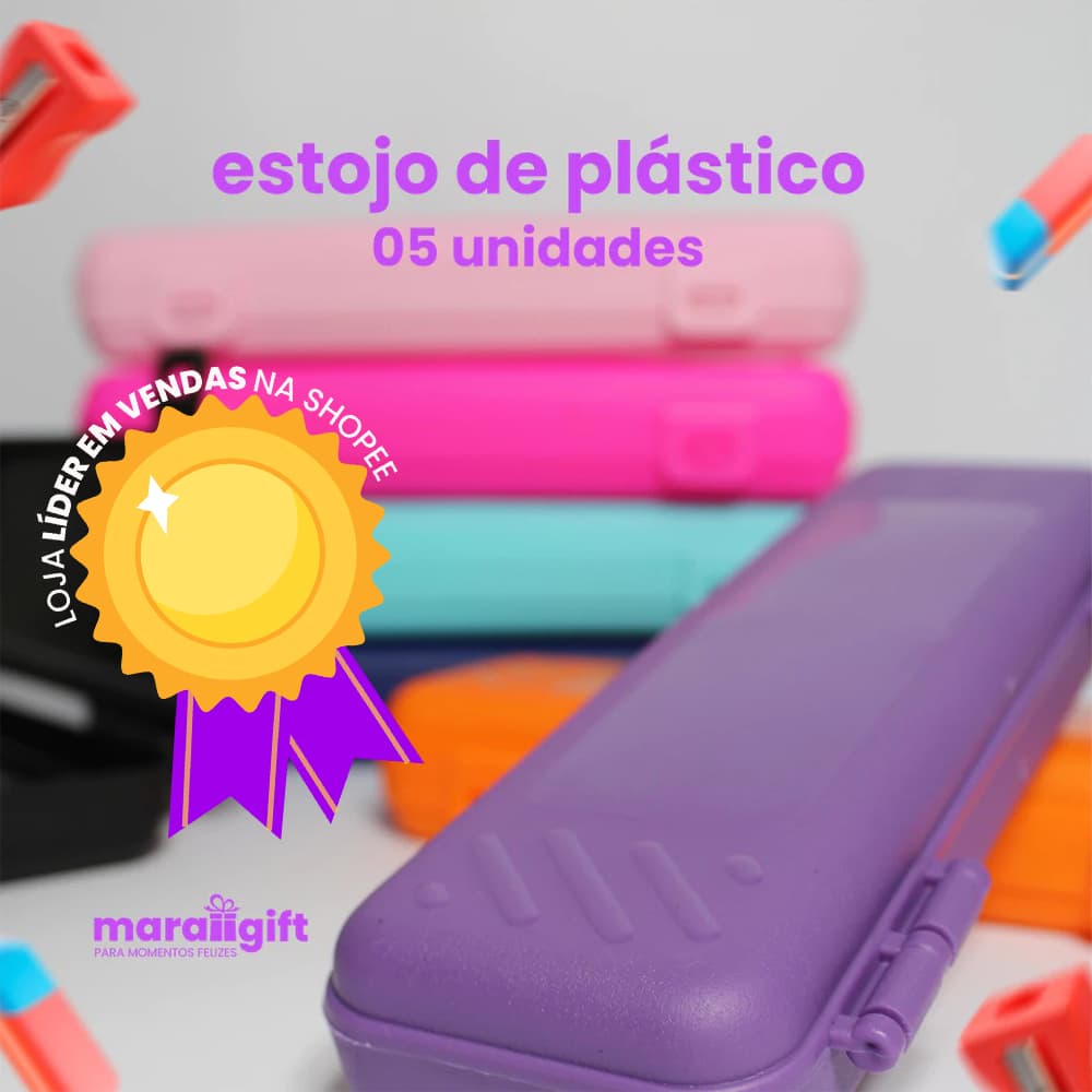 05 Estojos de plástico (escolar, para organização, lembrancinhas)