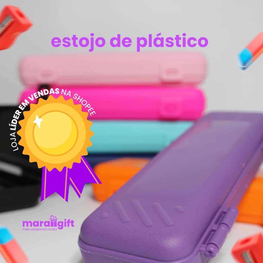 Estojo de plástico (escolar, para organização, lembrancinhas)