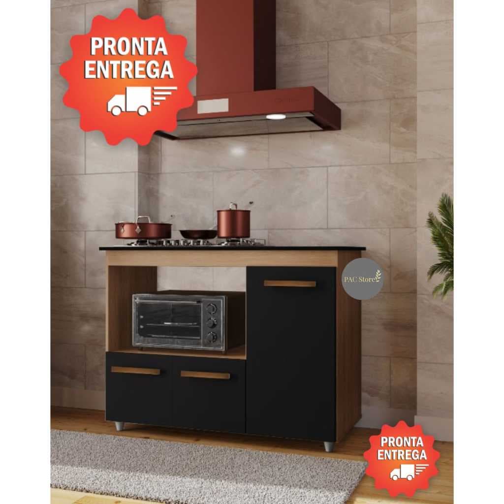 Balcão Cooktop 3 Portas Com Espaço Para Forno Ana - Pac Store