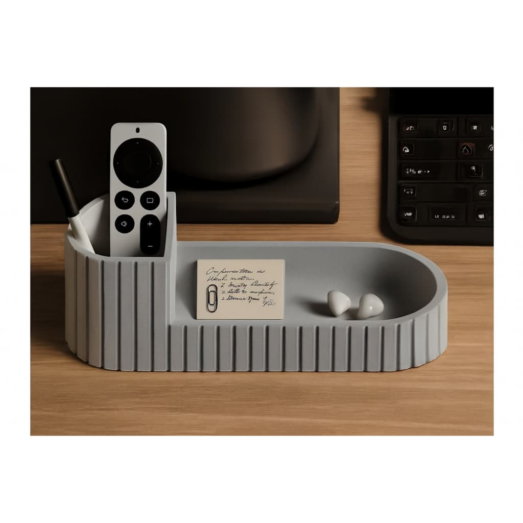 Organizador de Mesa Ripado Multifuncional Porta Caneta Minimalista Escritório Recepção e Sala Moderna