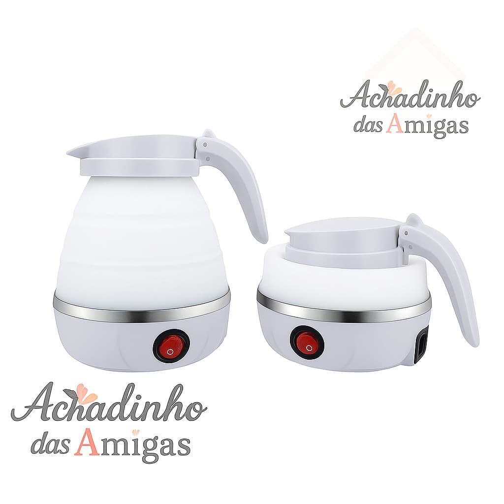 Chaleira Eletrica Dobravel Jarra Bule Silicone 600W 110v 600ml Portatil Cor:aleatória