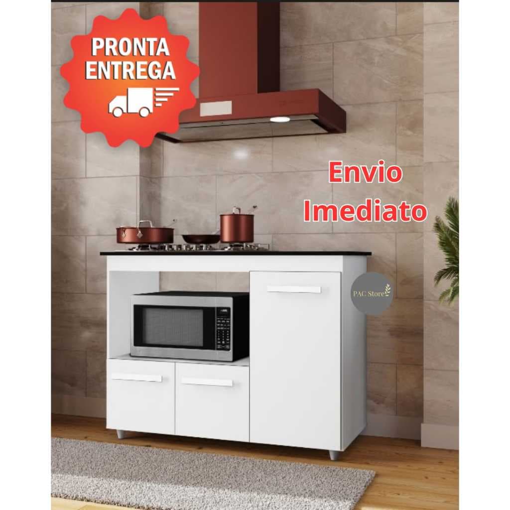Balcão Cooktop 3 Portas Com Espaço Para Forno Ana - Envio Imediato