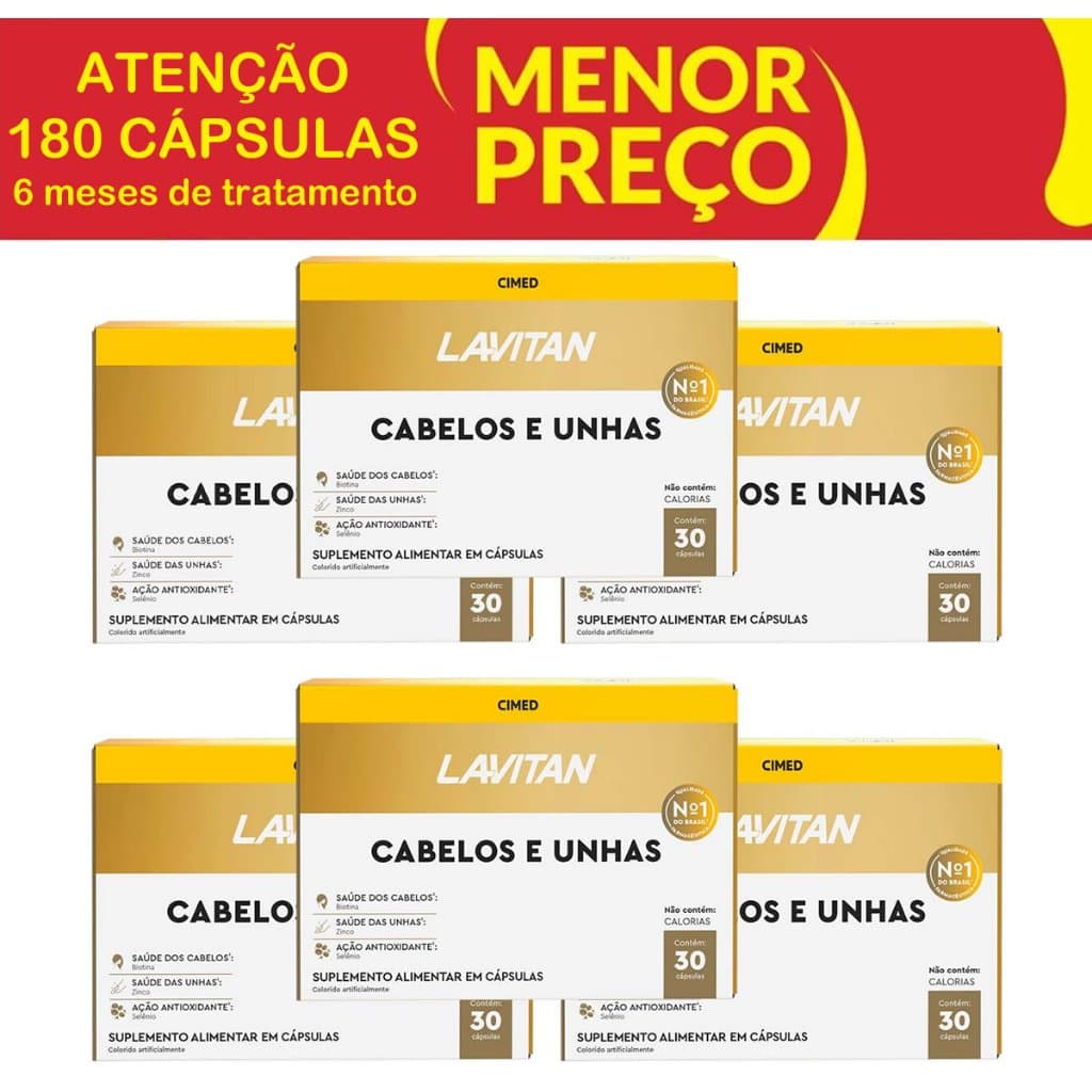 Kit 6 Lavitan Cabelos e Unhas 30 Comprimidos