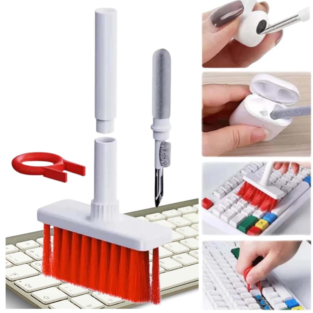 Escova De limpeza Multifuncional 5 em 1 Limpeza de Teclado Fone Ouvido Cerdas Macias