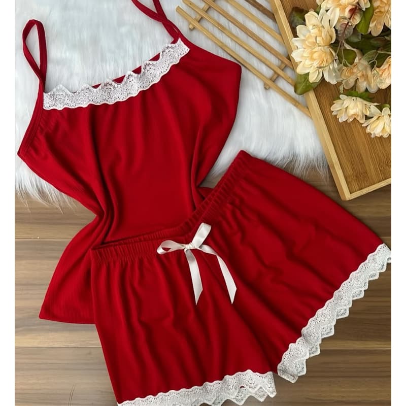 Pijama Feminino Cores Lisas Suede Canelado Renda Conjunto P ao G Plus Size GG ao 50 Baby Doll