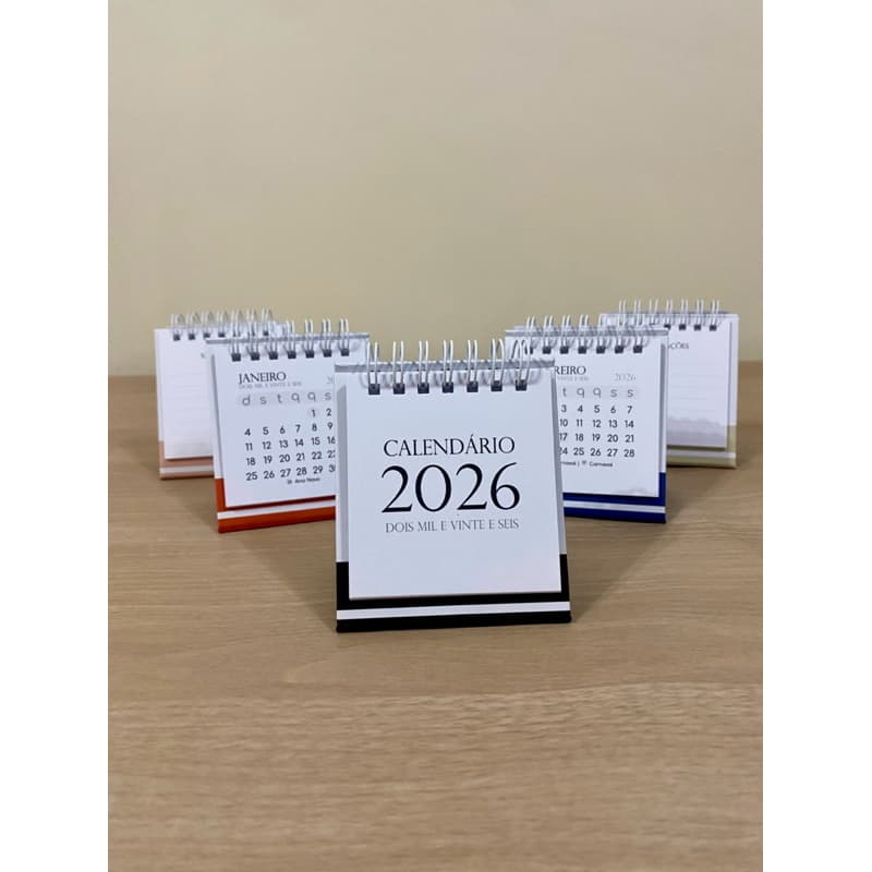 Mini Calendário de Mesa 2026 - Coleção Estampas Neutras