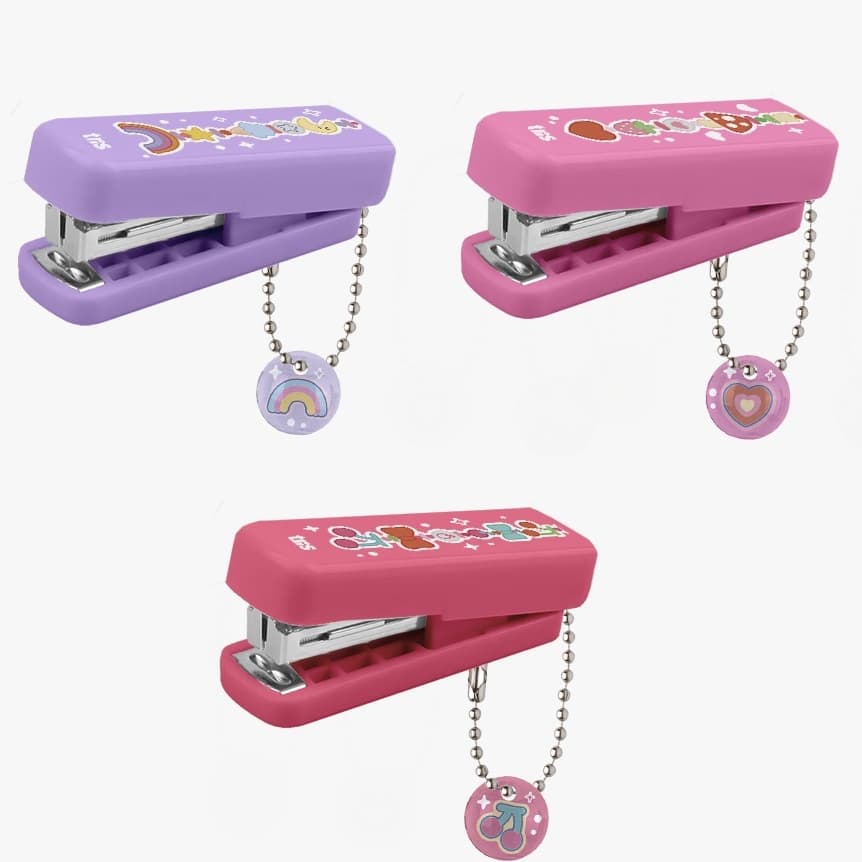 Mini Grampeador Chaveiro Fofo Tris - Mini Grampeador 20 folhas + 100 Grampos