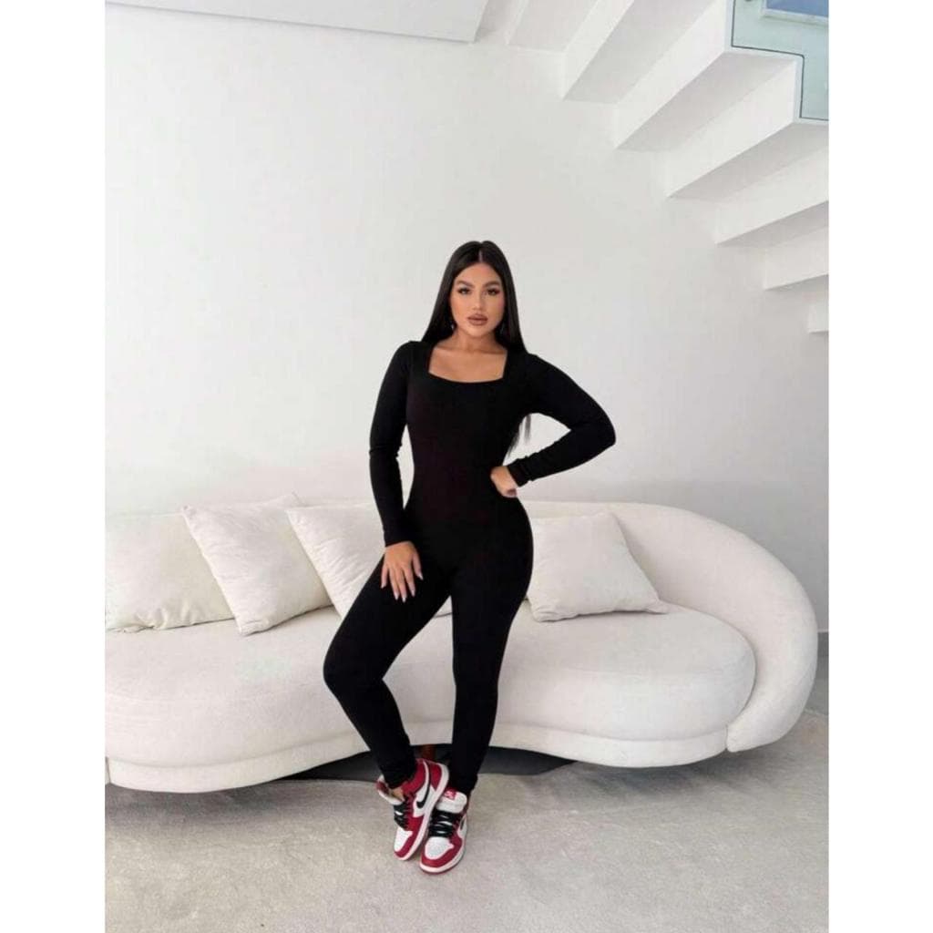 Macacão Feminino Suplex Premium |Manga Longa Moda Gringa Blogueira Modela o Corpo, Confortável e Versátil | Envio Rápido