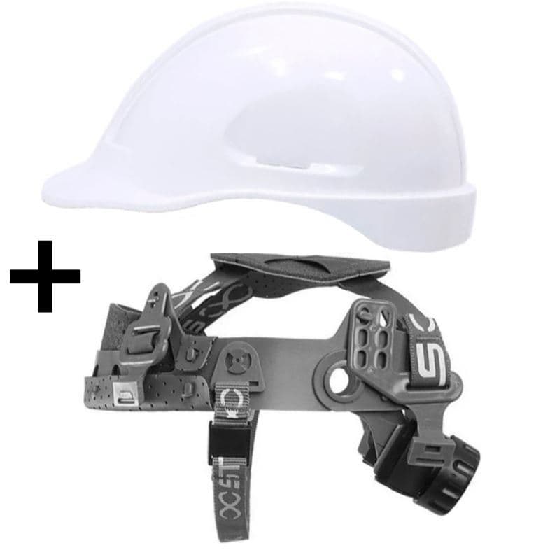 Capacete TURTLE Branco com Suspensão e Jugular  da SteelFlex CA35983 - Trabalho em Altura, Espaço Confinado, Elétrica