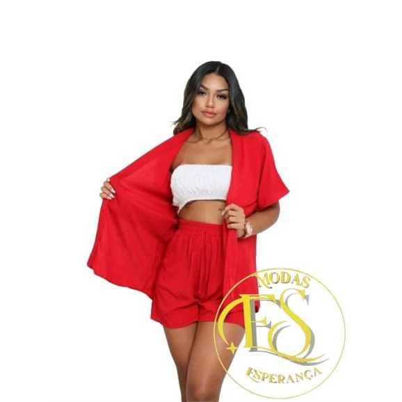 Conjunto KIMONO Femenino 2 peças Blusa e Short VISCOLINHO verão