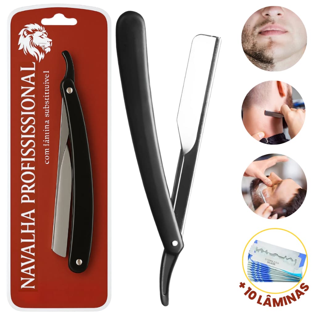 Navalha Profissional De Barbear Navalhete Barbeiro 10 Lâminas