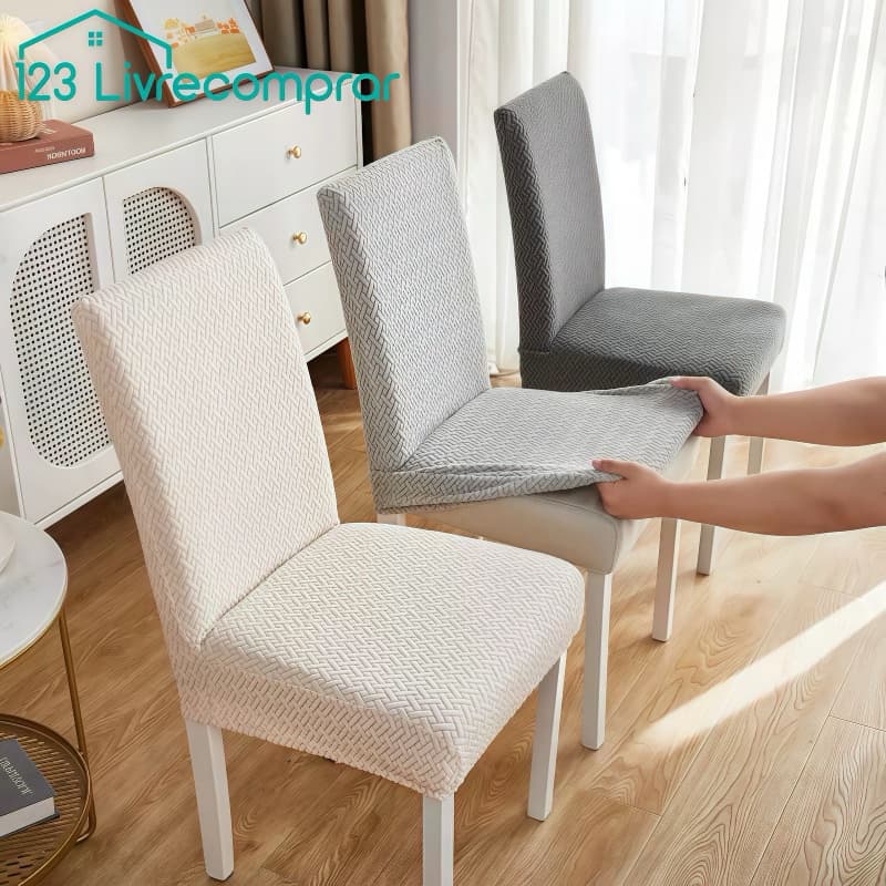 Kit2/4/6/8 Capas De Cadeira Para Sala De Jantar , Capa Flexível , Protetor Removível Lavável