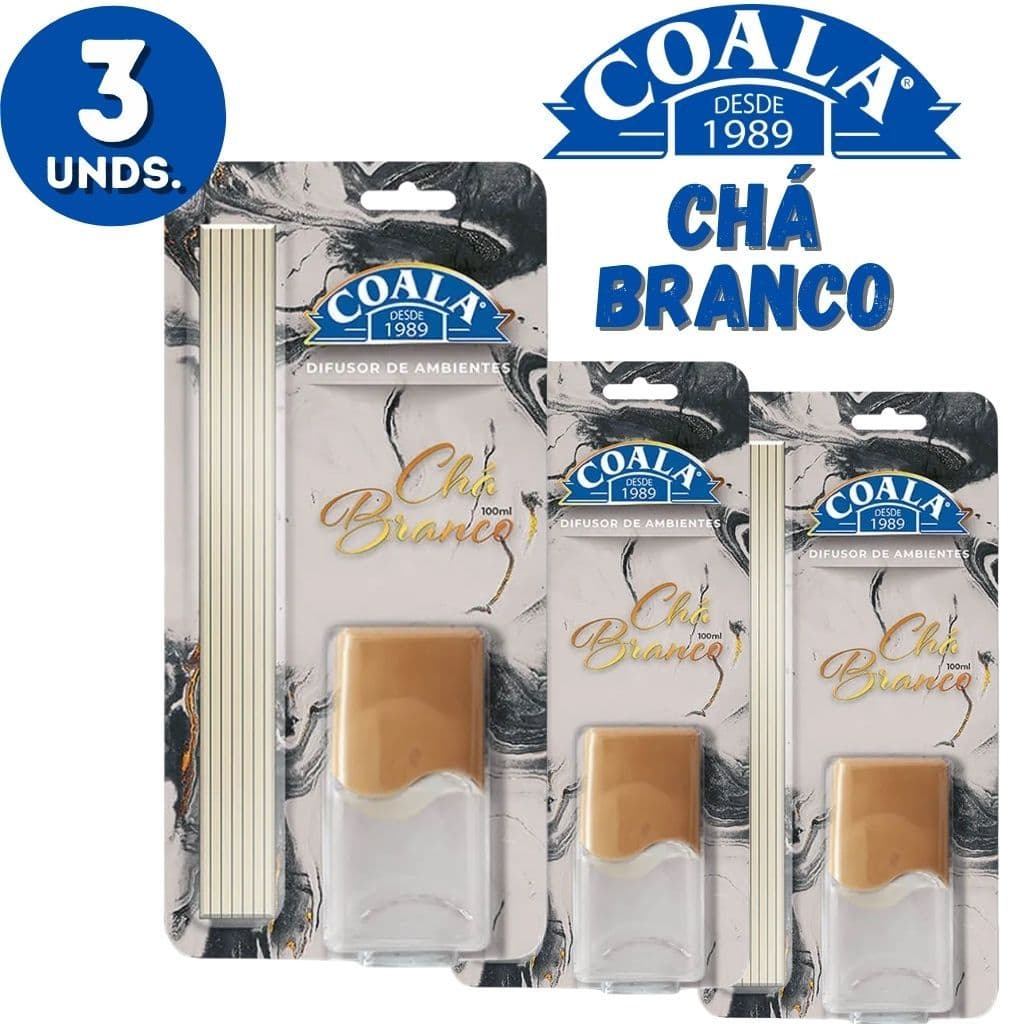 Kit 3 Difusor Chá Branco 100ml Coala - Equilibrado e Envolvente
