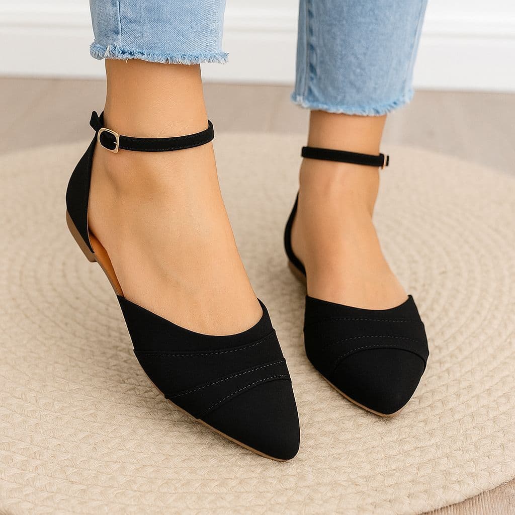 sapatilha preta bico fino feminina salomé sapato aberto