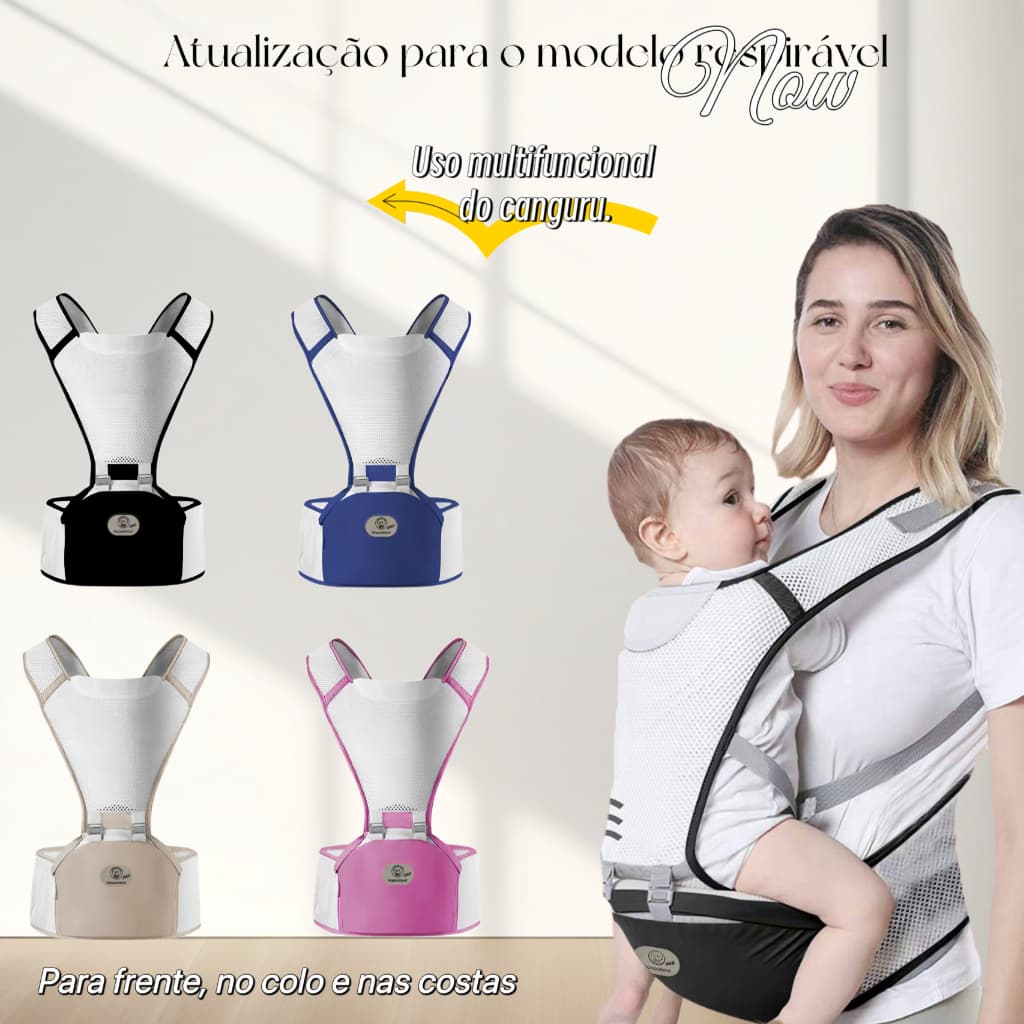 Canguru Para Bebê 0-3 Anos Ergonômico 3 Em 1 Estilo Canguru Frontal Infantil Hipseat