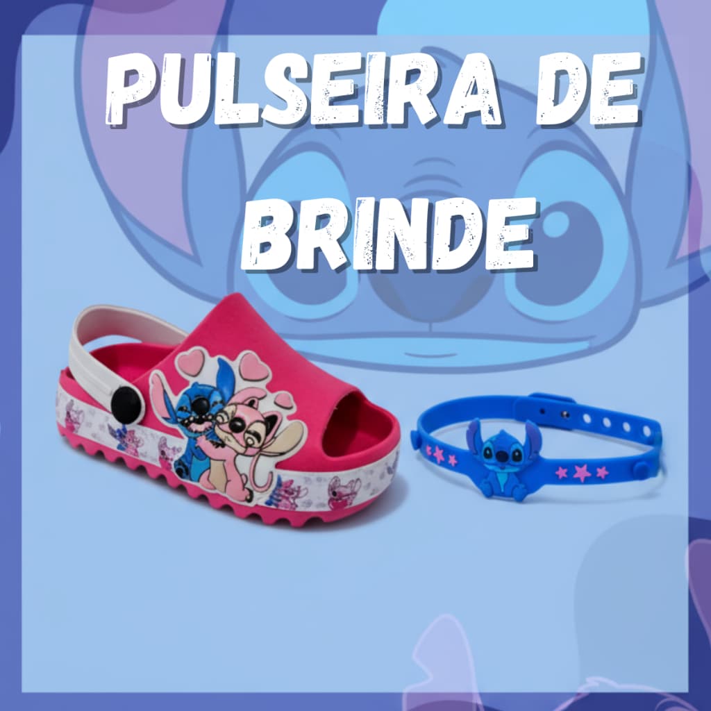 Sandália Babuche Stitch Bebe Baby Stitch Macia Confortável Calce Fácil Delicada Lançamento Com Pulseira Promoção