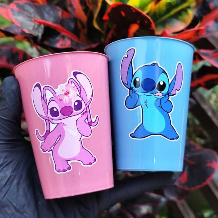 Copos Plástico Reutilizável 300 ml,Para Decoração de Festa Infantis e Lembrancinhas Temáticas -STITCH