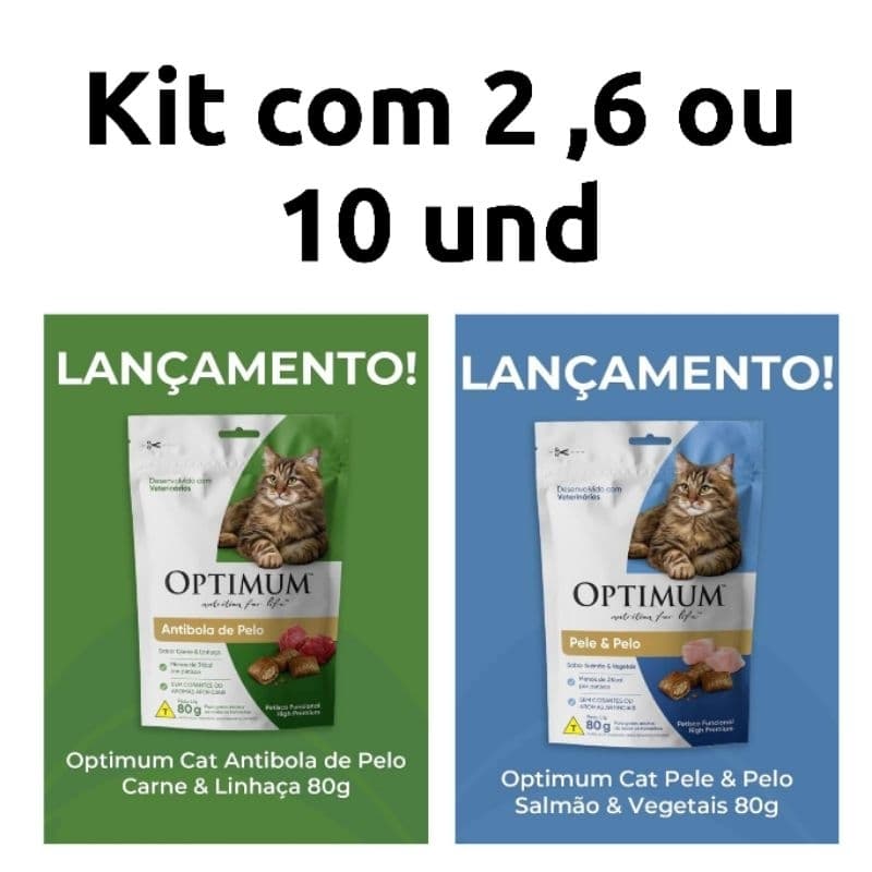 ANTI BOLA DE PELO ou PELE E PELO 80g Petisco para Gato Adulto OPTIMUM