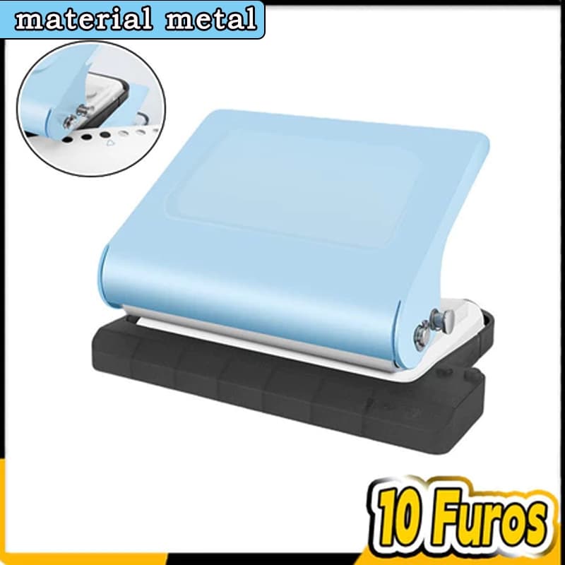 Furador De Papel Com 10 Furos Ferramenta Portátil Para Furar Documentos E Encadernação