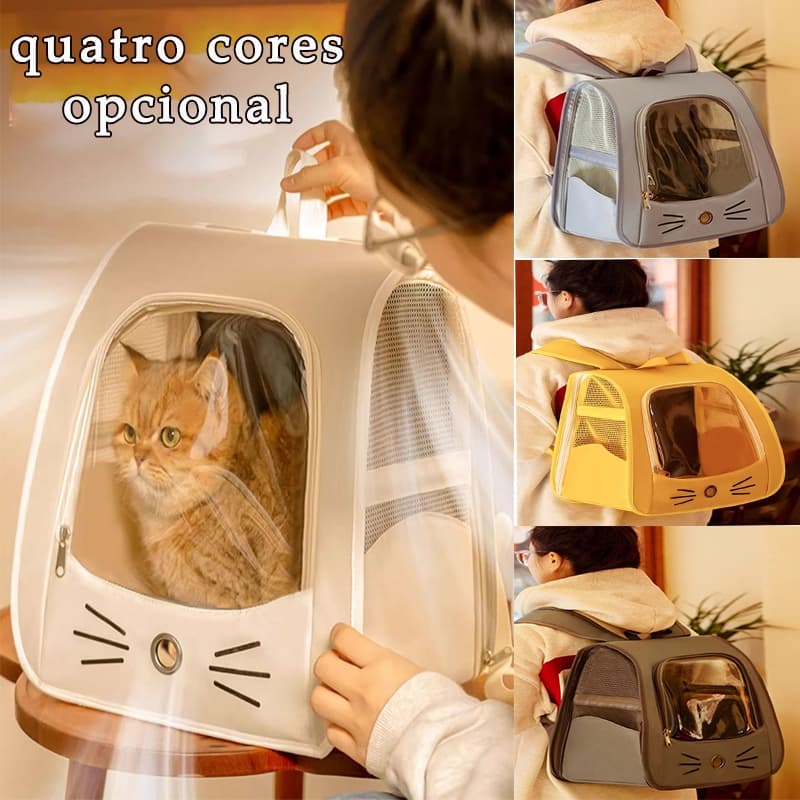 Mochila Espacial Dobrável para Gato e Cachorro Mochila nas Costas com Ventilação, Grande Capacidade, Portátil para Saída