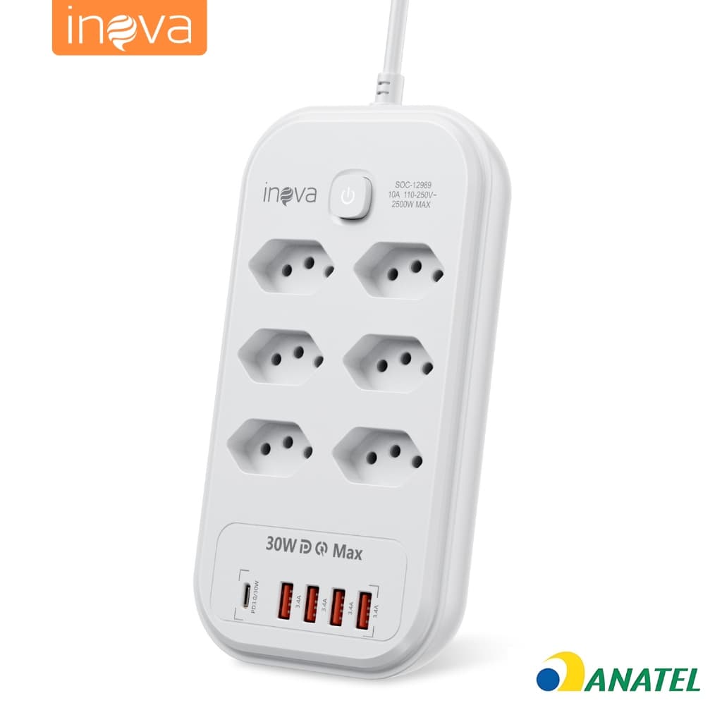 INOVA 2m Régua Filtro de Linha Filtro de linha com protetor contra curtos (DPS) 110/220V extensão de tomada