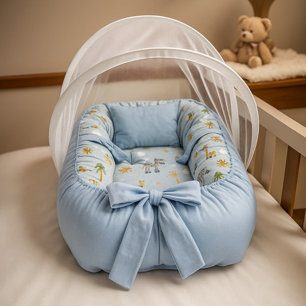 Ninho Redutor de Berço com Mosquiteiro e Travesseiro – Conforto e Segurança para Bebê