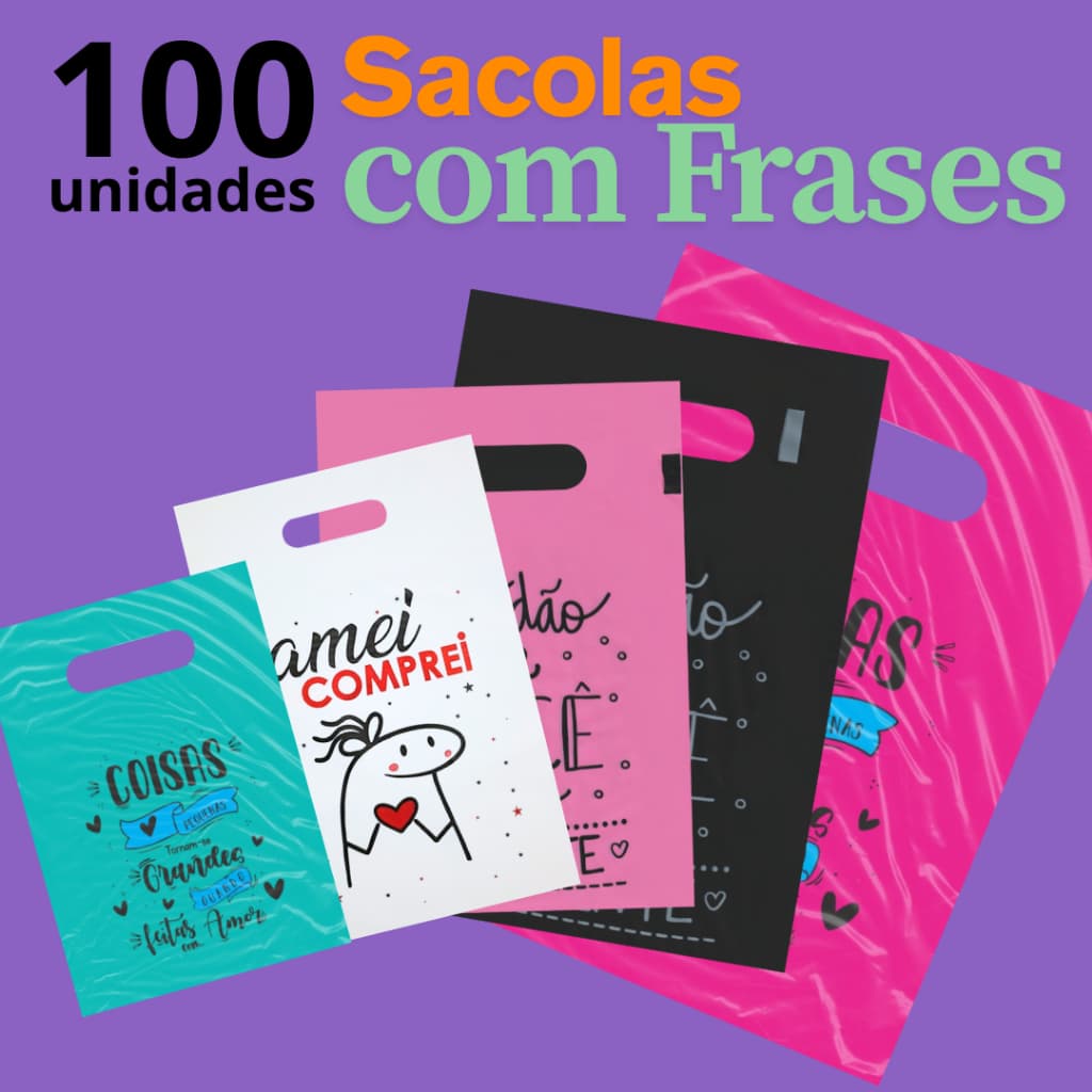 100 sacolas com frases boca de palhaço boca triste bolsa lindas frases Bijuterias