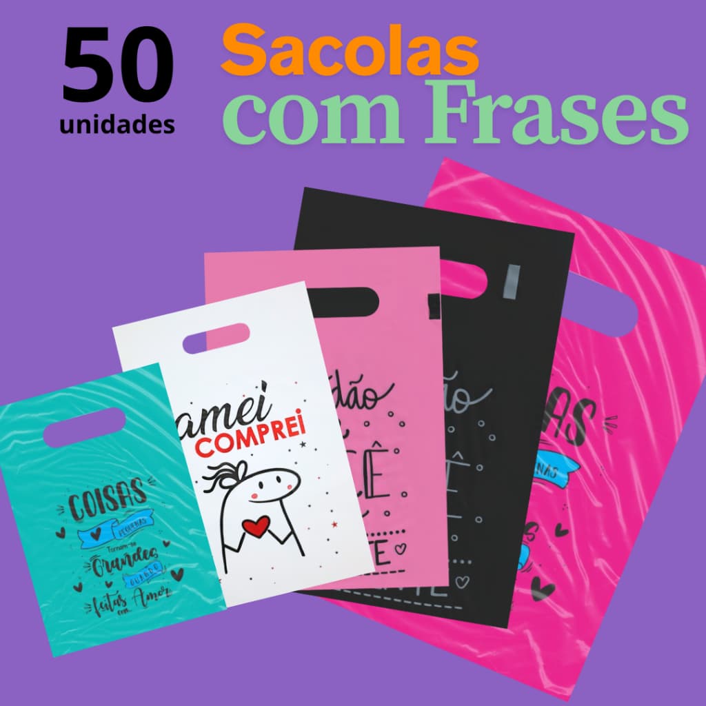 50 Sacolas com frases boca de palhaço boca triste lindas frases Bijuterias