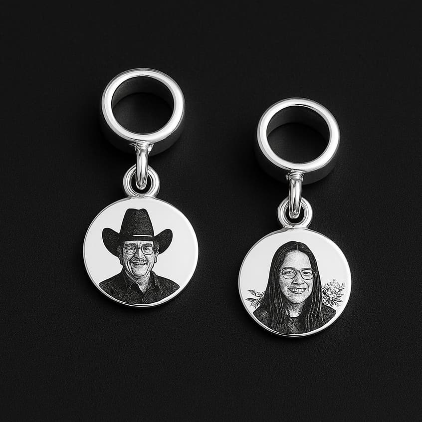 Berloque Personalizado com Foto Medalha 10mm Banhado Prata 925 p/ Pulseiras e Braceletes Presente Mimo Dia