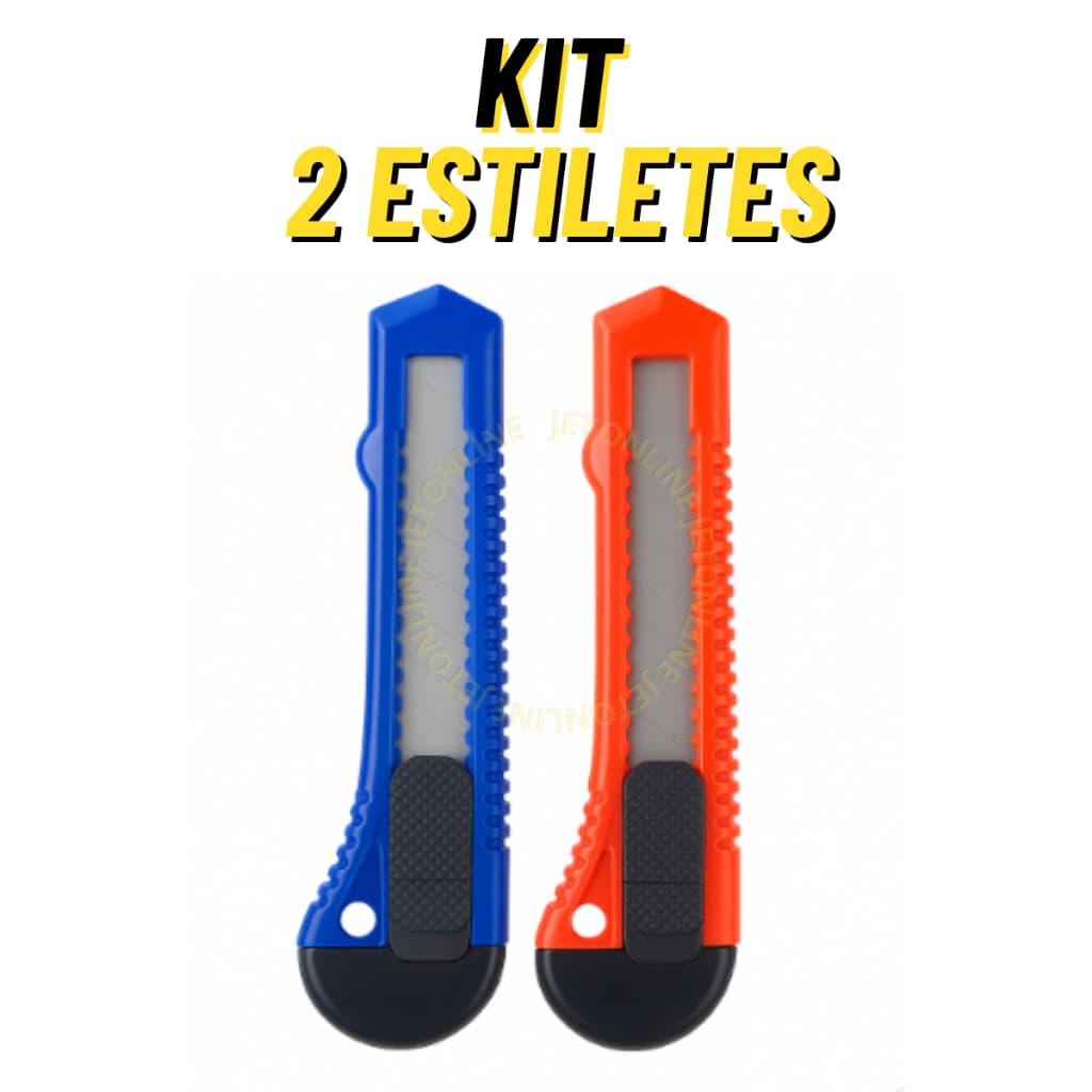 Kit 2 Estilete Multiuso Profissional 18 mm Lâminas com Trava Preciso Regulável