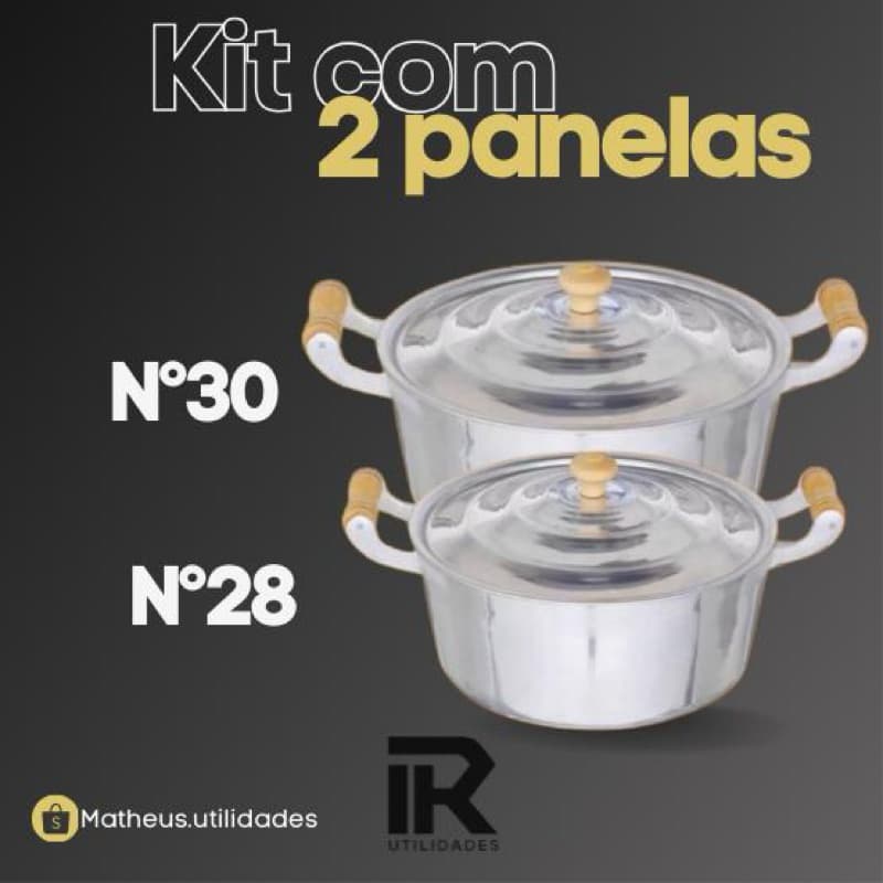 Kit de 2 Panelas em Alumínio Batido Fundido Grosso - 2 unidades nº 28 e nº30 cm . cozinha
