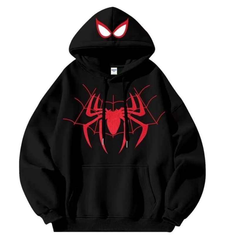 Moletom Com Capuz Retro Pullover Street Spider Print Hoodie for Men's Fashion Cardigan Promoção Envio Rápido